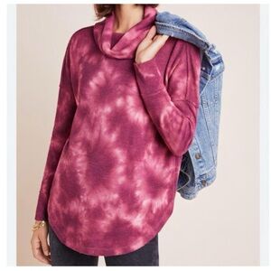 Anthropologie Maeve Ainsley Tie Dye Cowl Neck Waffle Print Tunic Size Large